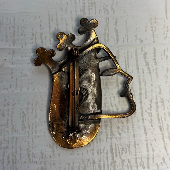 Vintage Copper Queen of Hearts Brooch - Picture 5 of 7